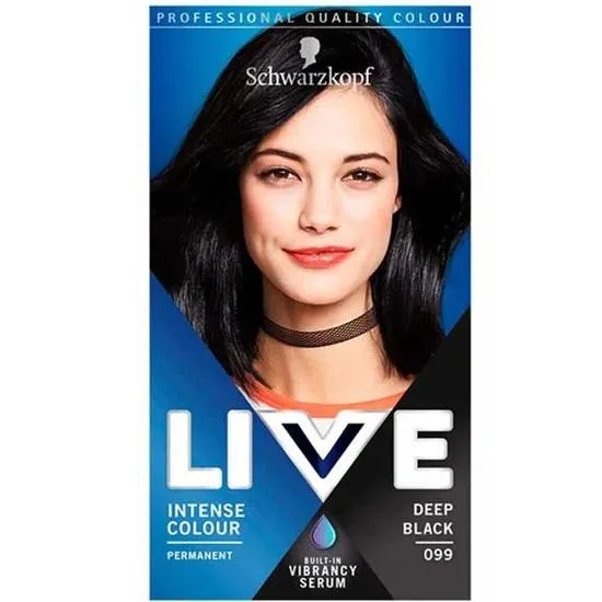 Schwarzkopf Live Intense Colour Permanent Hair Dye, 099 Deep Black