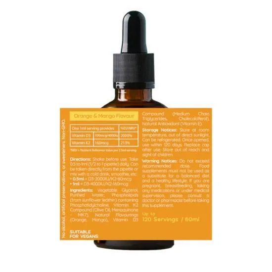 Well Actually Liposomal Vitamin D3 + K2 Orange Mango 60ml