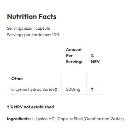 Biotics Research L-Lysine HCl Capsules 100 Capsules