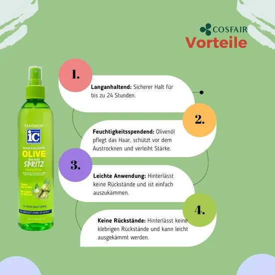 IC Fantasia Hair Polisher Olive Firm Hold Spritz Hairspray 295.7ml