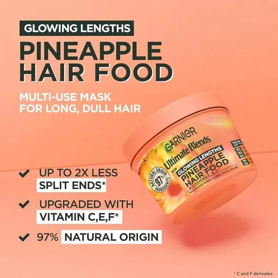 Garnier Ultimate Blends Glowing Lengths Pineapple & Amla Hair Food 3-in-1 Hair Mask Treatment 400ml