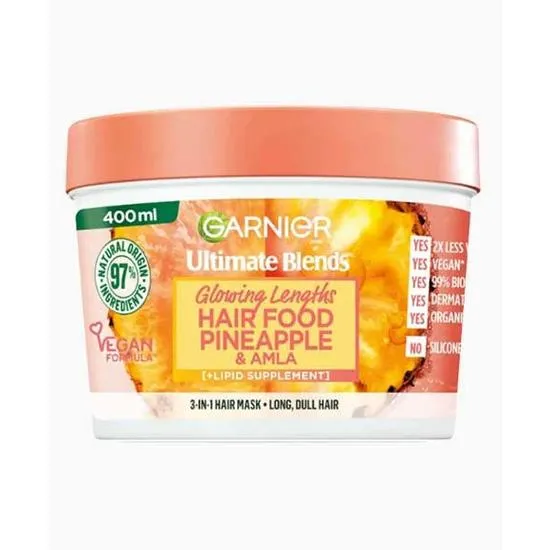 Garnier Ultimate Blends Glowing Lengths Pineapple & Amla Hair Food 3-in-1 Hair Mask Treatment 400ml