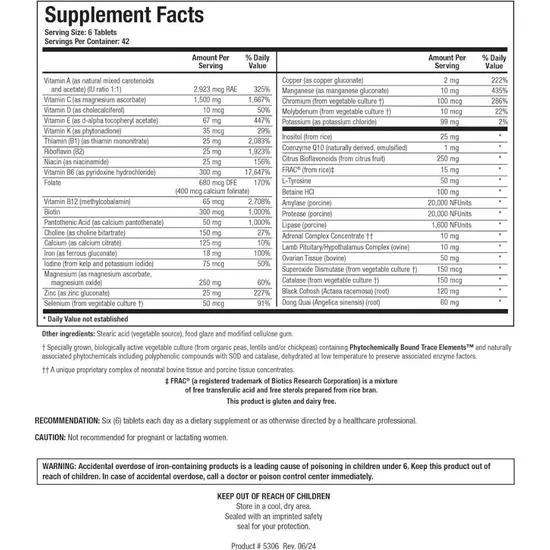 Biotics Research Fem Multi 1 Tablets 126 Tablets