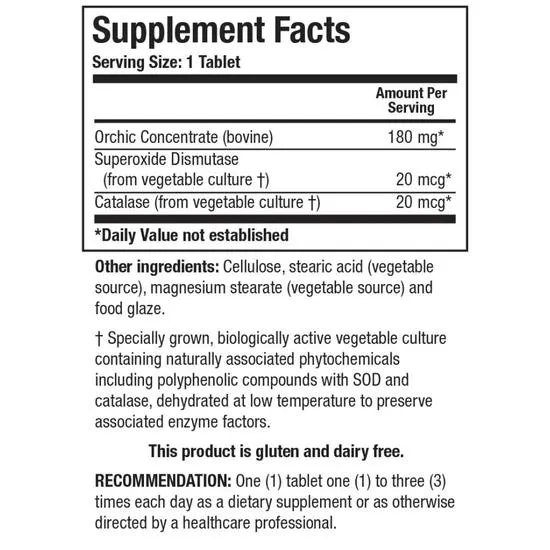 Biotics Research Cytozyme Orchic Tablets 100 Tablets