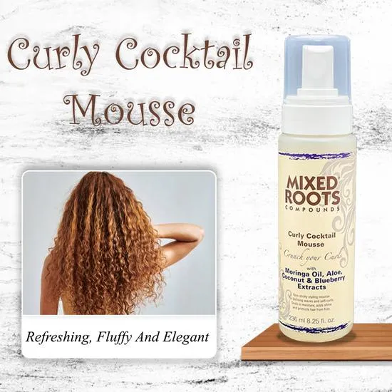 Mixed Roots Curly Cocktail Mousse Moringa Oil Aloe Coconut Extracts 236ml