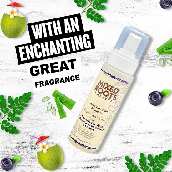 Mixed Roots Curly Cocktail Mousse Moringa Oil Aloe Coconut Extracts 236ml