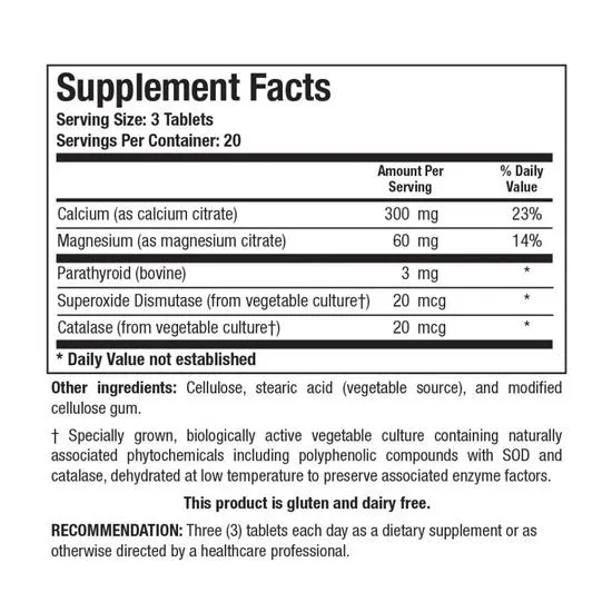 Biotics Research Ca/Mg Plus +Parathyroid Tablets 60 Tablets