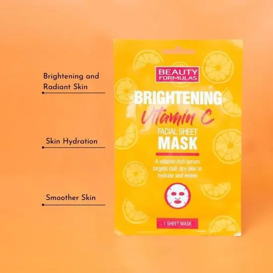 Beauty Formulas Brightening Vitamin C Facial Sheet Mask 1 Sheet Mask