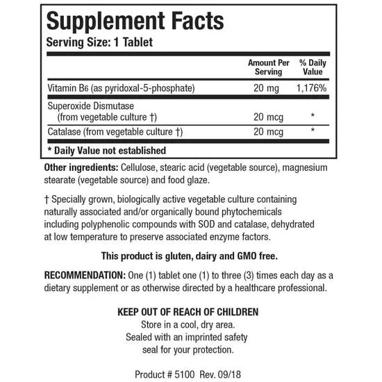 Biotics Research B6 Phosphate Tablets 100 Tablets