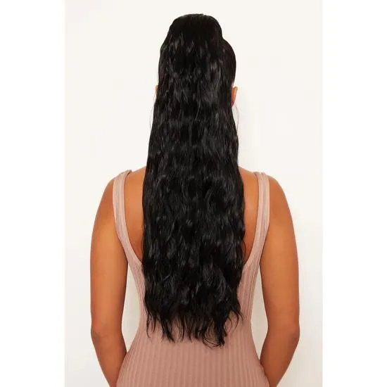 LullaBellz Grande 26" Textured Wave Wraparound Pony BROWNS | TOFFEE BROWN