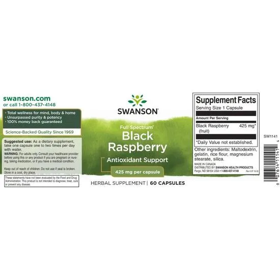 Swanson Full Spectrum Black Raspberry 425mg Capsules 60 Capsules