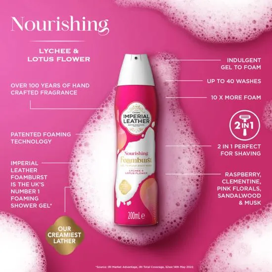 Imperial Leather Lychee & Lotus Flower Nourishing Foam Burst 200ml