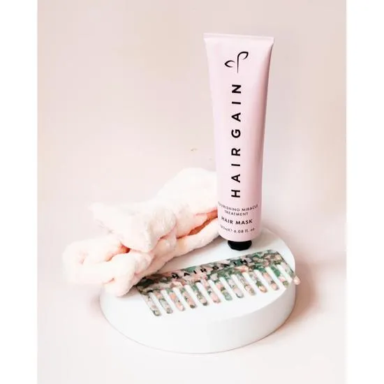 Hair Gain Pampering Gift Set Mini Hair Mask + Wide Tooth Comb + Pink Bow Headband