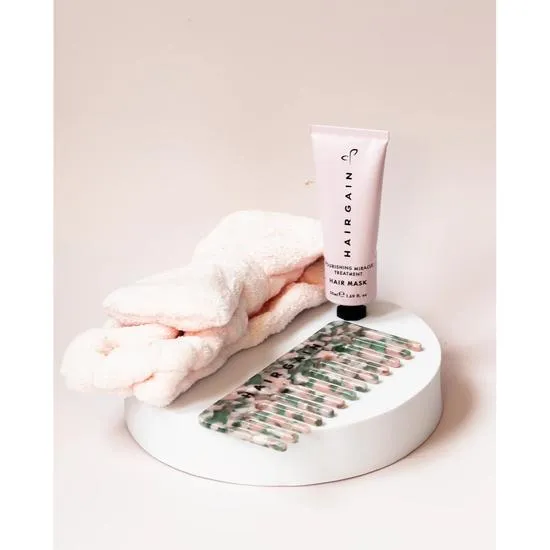 Hair Gain Pampering Gift Set Mini Hair Mask + Wide Tooth Comb + Pink Bow Headband