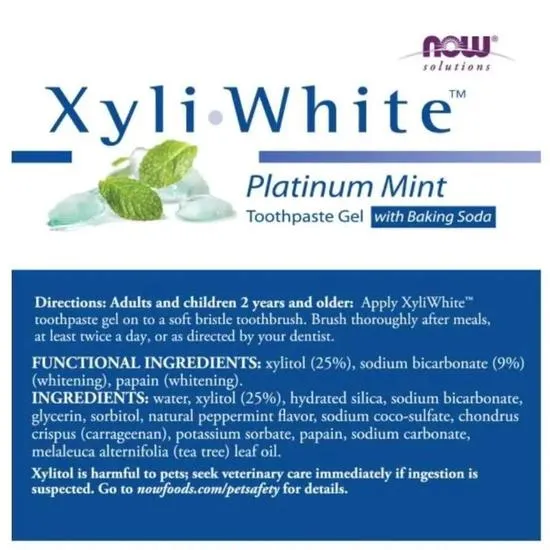NOW Foods XyliWhite Platinum Mint Toothpaste Gel w/Baking Soda 181g