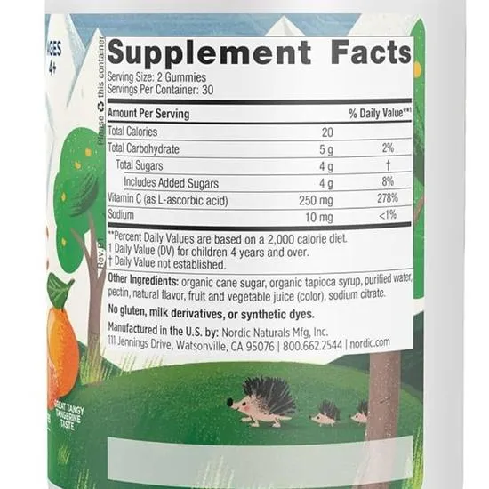 Nordic Naturals Kids Vitamin C Tangy Tangerine Gummies 60 Gummies