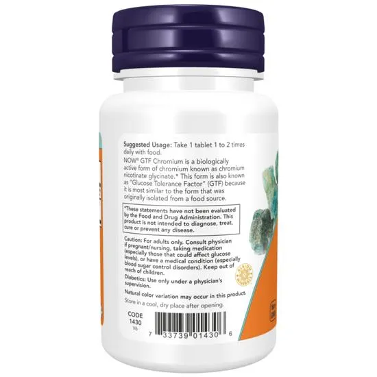 NOW Foods GTF Chromium 200mcg Tablets 100 Tablets