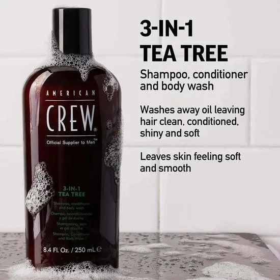 American Crew 3 In 1 Tea Tree Shampoo Conditioner & Body Wash 450ml