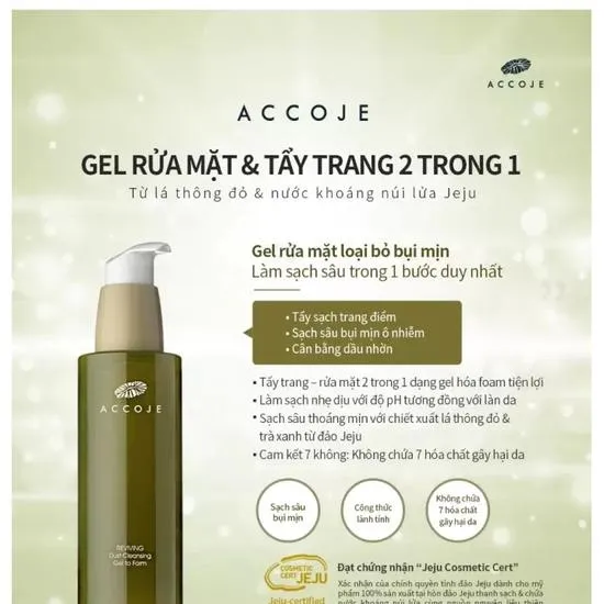 Accoje Reviving Dust Cleansing Gel To Foam 180ml