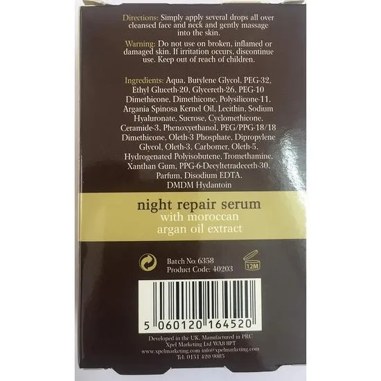 Xpel Body Care Argan Oil Night Repair Serum 30ml