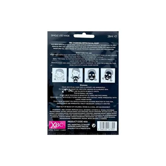 Xpel Body Care Black Tissue Charcoal Detox Facial Mask 28ml