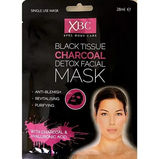 Xpel Body Care Black Tissue Charcoal Detox Facial Mask 28ml