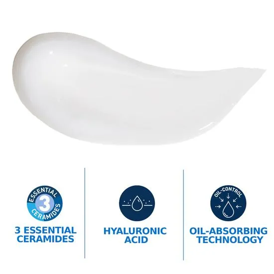 CeraVe Oil Control Gel-Cream Moisturiser With Oil Absorbing Technology & Ceramides For Combination & Oily Skin 52ml