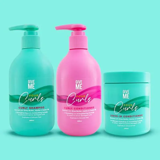 Give Me Four Curls Intense Hydration Bundle 280ml Shampoo, 280ml Conditioner + 250ml Leave-In Conditioner