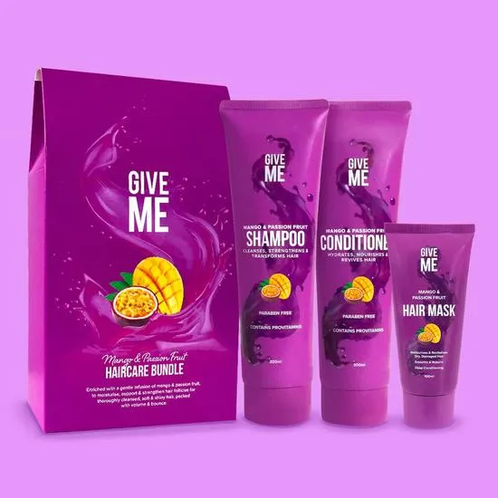 Give Me Mango & Passion Fruit Hair Care Bundle 300ml Shampoo, 300ml Conditioner + 100ml Hair Mask