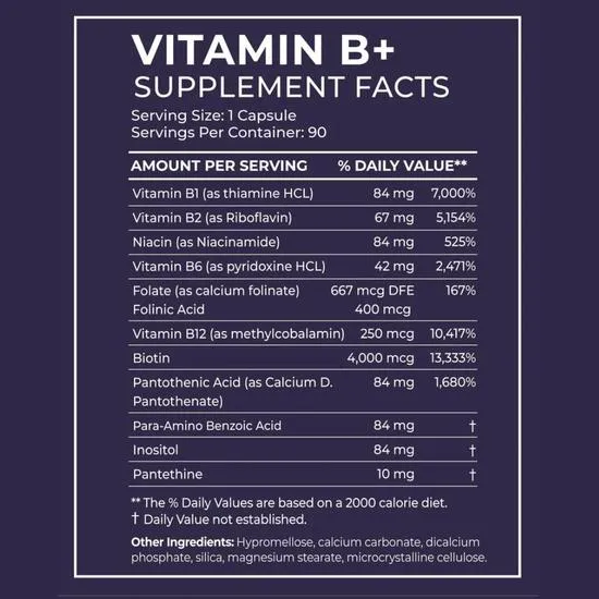 BodyBio B Vitamins High Dose Capsules 90 Capsules