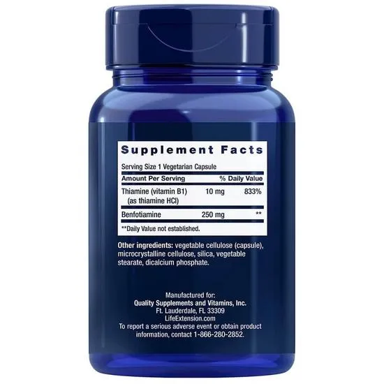 Life Extension Mega Benfotiamine 250mg Vegicaps 120 Vegicaps
