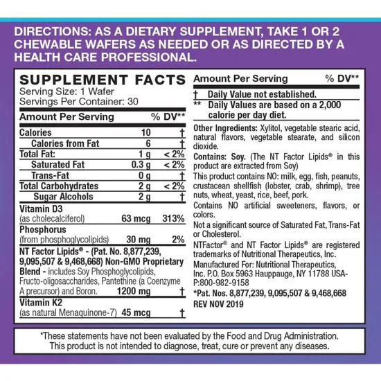 Nutritional Therapeutics NT Factor w/Vitamin D3/K2 Vanilla Chewables 30 Chewables
