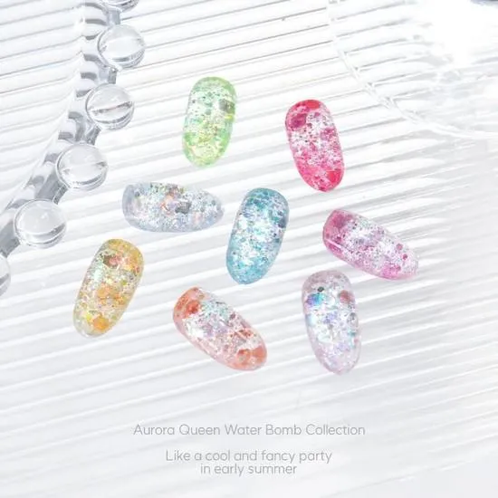 Aurora Queen Premium Glitter Gel Polish Water Bomb 8 Colours Set (8 Colours)