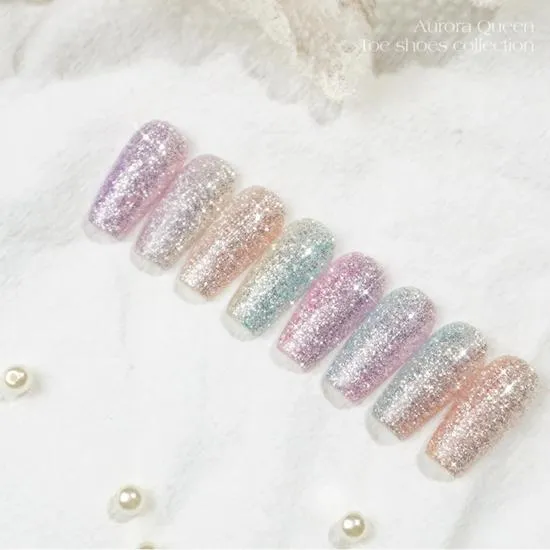 Aurora Queen Glitter Gel Polish Toe Shoes Collection 8 Colours Set (8 Colours)