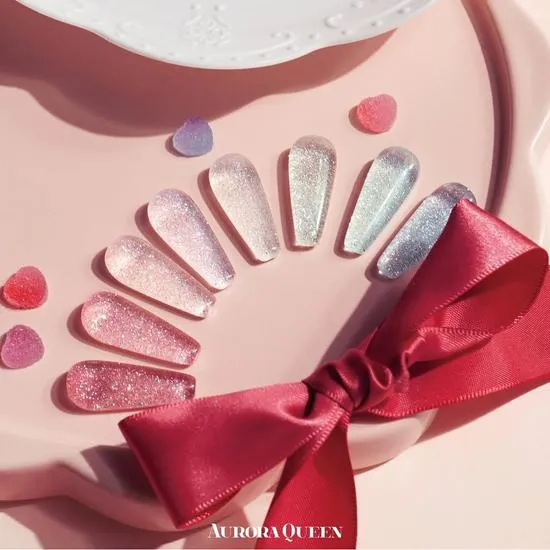 Aurora Queen Glitter Gel Polish Sugar Powder 8 Colours AQ.205 - Like Cotton