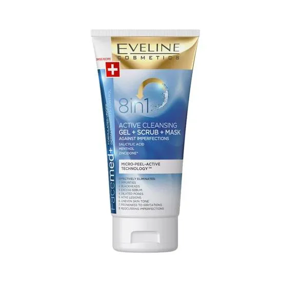Eveline Facemed 8 In 1 Active Cleansing Gel Scrub Mask 150ml
