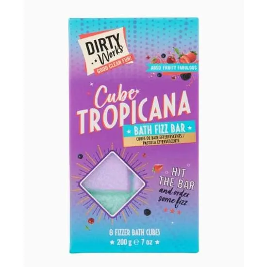 Dirty Works Cube Tropicana Bath Fizz Bar 200g