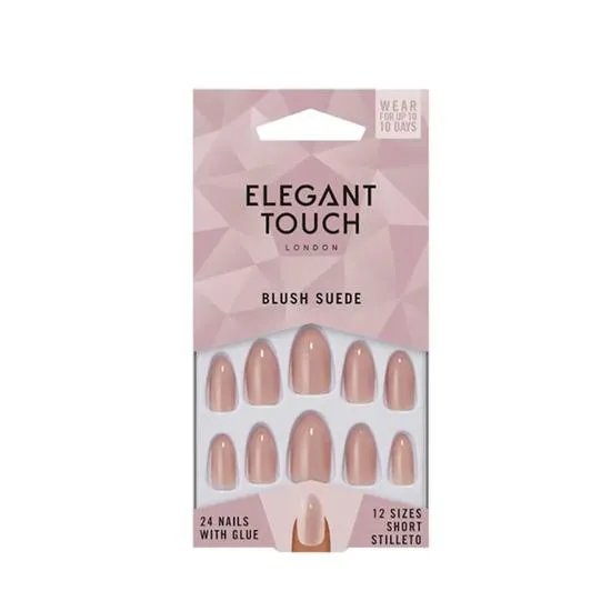 Elegant Touch Blush Suede Nail With Glue 24 Nails