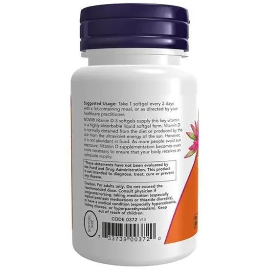 NOW Foods Vitamin D-3 5000iu Softgels 120 Softgels