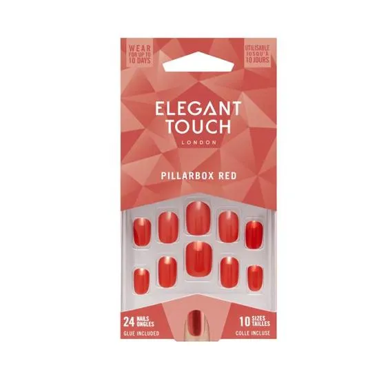 Elegant Touch Pillarbox Red Nail With Glue 24 Nails