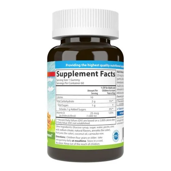 Carlson Labs Kid's Vitamin D3 1000iu Natural Fruit Gummies 60 Gummies