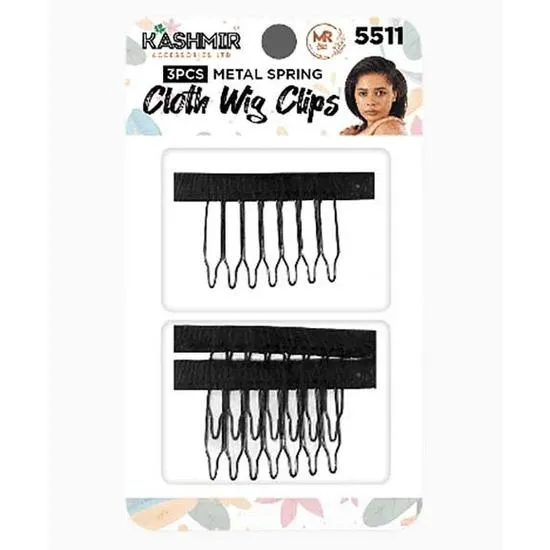 Kashmir Metal Spring Cloth Wig Clips 5511 3pcs / Black