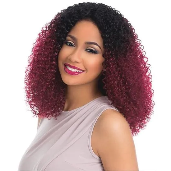 Sensationnel Empress Synthetic Kinky Curl Custom Lace Front Edge Wig t1b/red