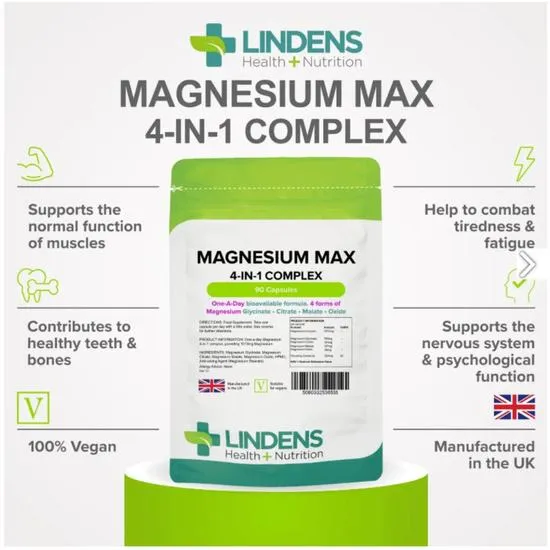 Lindens Magnesium Max 4 In 1 Complex Capsules 90 Capsules