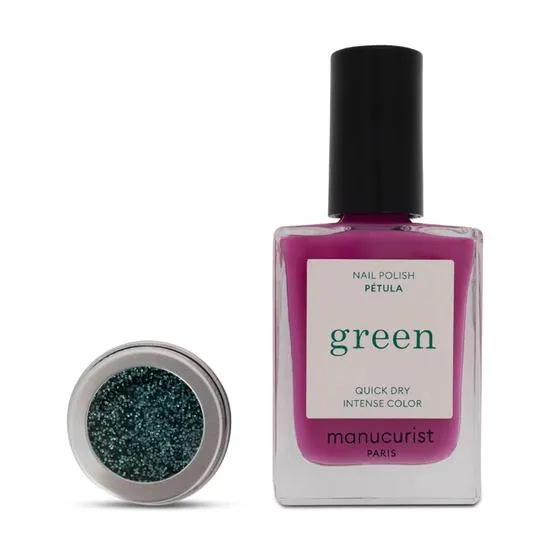 Manucurist Pink Nail Polish Set With Petula 15ml & Glitter Pot 2g