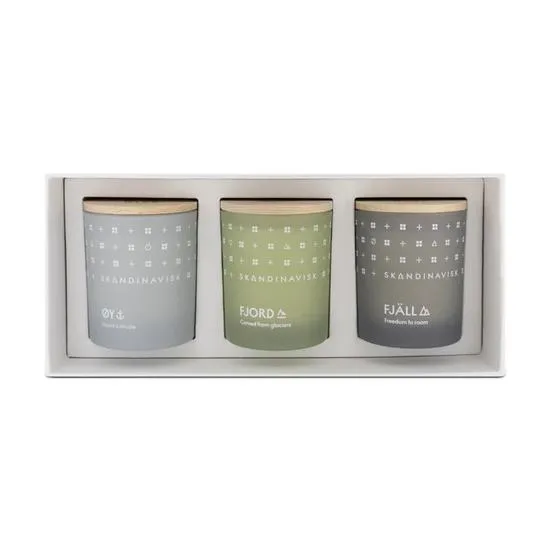 SKANDINAVISK Explore Mini Trio Scented Candle Set 3 x 65g