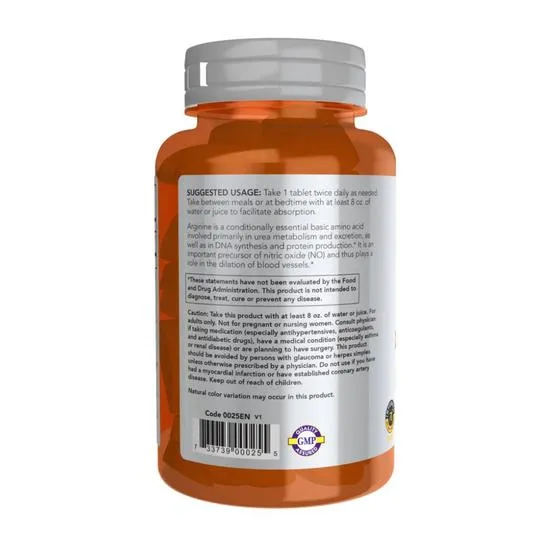 NOW Foods L-Arginine 1000mg Tablets 60 Tablets