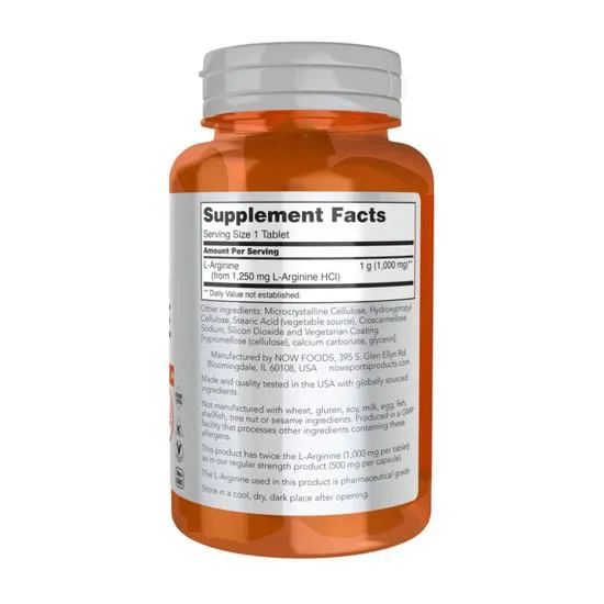 NOW Foods L-Arginine 1000mg Tablets 60 Tablets