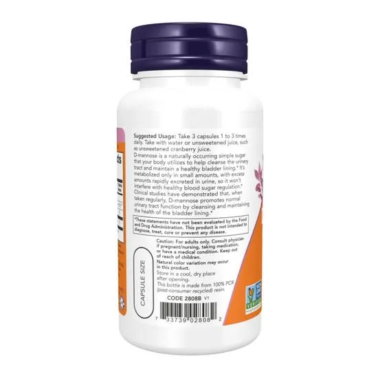 NOW Foods D-Mannose 500mg Capsules 60 Capsules