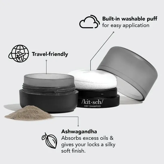 Kitsch Dark Volumising Rice Protein Dry Shampoo With Puff